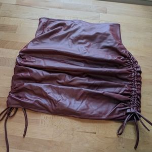 NWT Windsor Maroon Large Faux Leather Ruched Mini Skirt